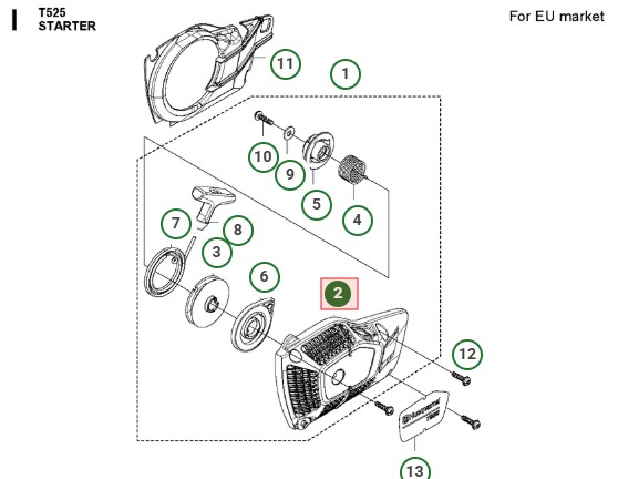 Obudowa Rozrusznika 5878756-01 w grupie Części Zamienne / Części zamienne Pilarki / Części zamienne Husqvarna T525 w GPLSHOP (5878756-01)