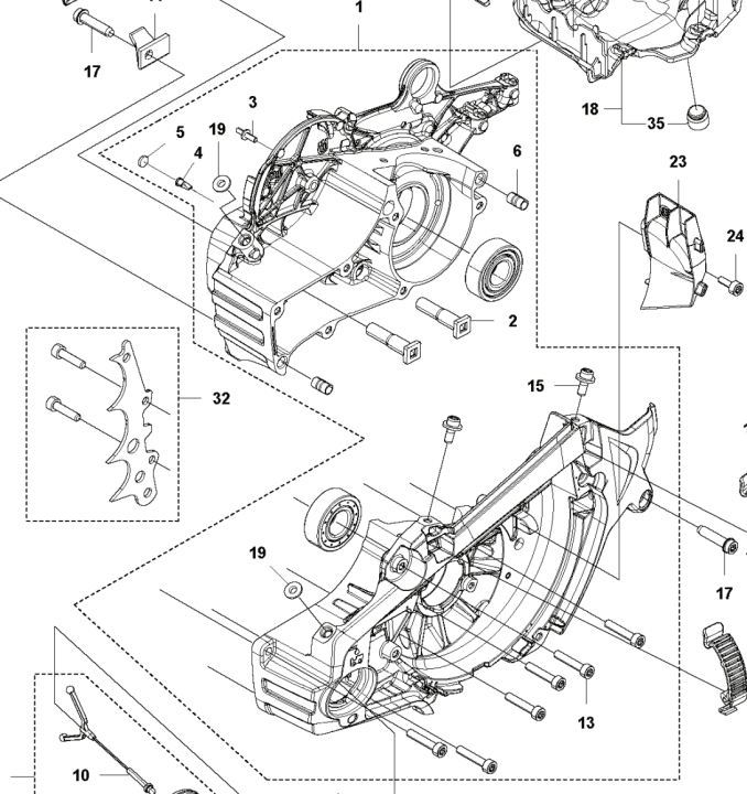 Skrzynia korbowa 5901956-04 w grupie Części Zamienne / Części zamienne Pilarki / Części zamienne Husqvarna 565 w GPLSHOP (5901956-04)