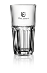 Husqvarna clear glass tumbler with Husqvarna logo - 31cl, 12 pcs w grupie Produkty do pielęgnacji ogrodów oraz do gospodarki leśnej marki / Husqvarna Wyposażenie i odzież ochronna / Odzież robocza / Akcesoria w GPLSHOP (5902106-01)