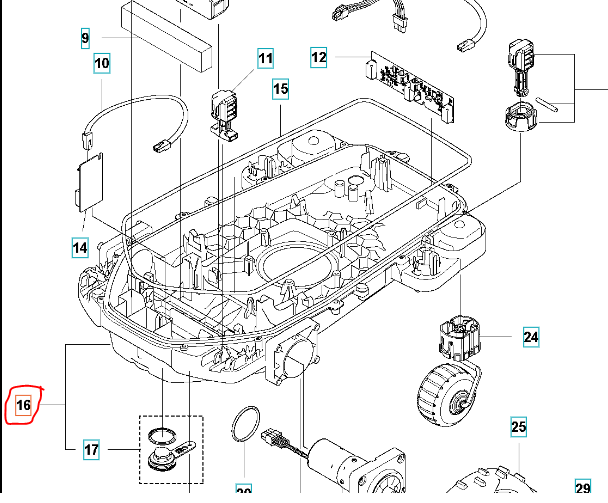 Chassis lower 405X/415X w grupie Części Zamienne Kosiarka Automatyczna / Części zamienne Husqvarna Automower® 415X / Automower 415X - 2025 w GPLSHOP (5992956-01)