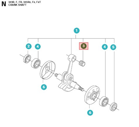 Łożysko sworznia tłokowego Husqvarna 340, 345, 350 5014516-01