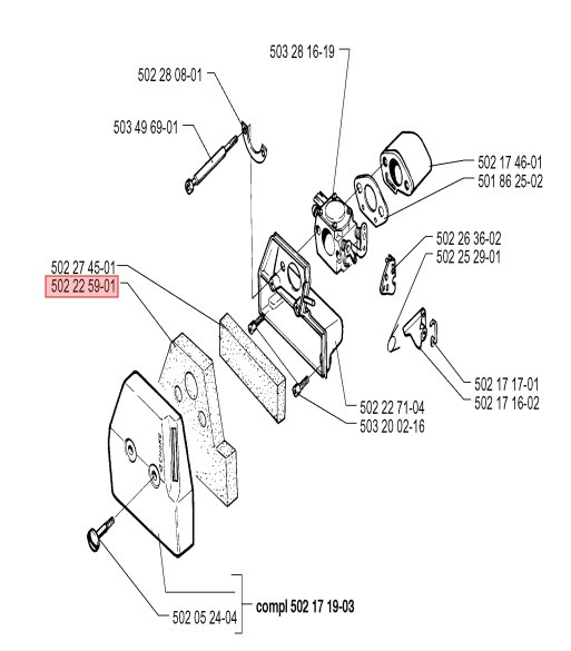 Filtr powietrza Husqvarna 250RX, 252RX