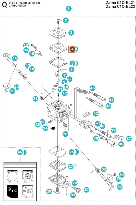 Membrana kontrolna Husqvarna 245RX, 343FR, 345R, 55