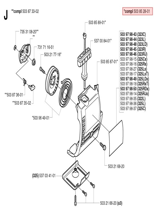 Mechanizm rozruchowy Husqvarna 325RX, 327RDX, 326P5X