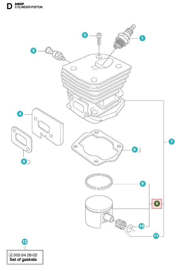 Tłok 42mm 346XP, 340, 345RX