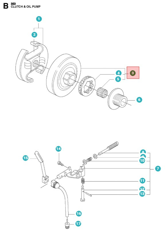 Bęben sprzęgła 346XP, 353, 357XP, 359, CS2153