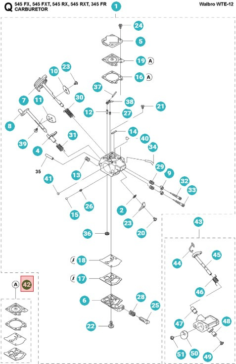 Komplet uszczelek gaźnika Walbro D10 Wte 5159996-01