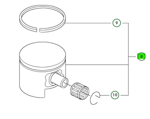 Tłok Kpl 346XP 44,3mm 50CC Decomp