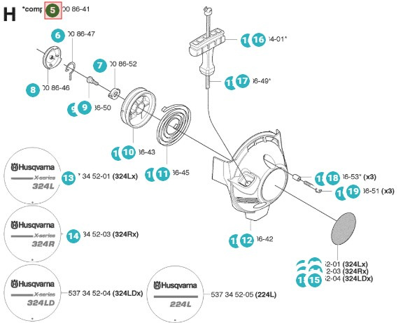 Mechanizm rozruchowy Husqvarna 324RX, 524R, 524LK