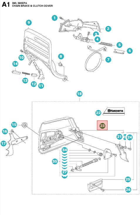 Osłona sprzęgła Husqvarna 390XP, 390XPG