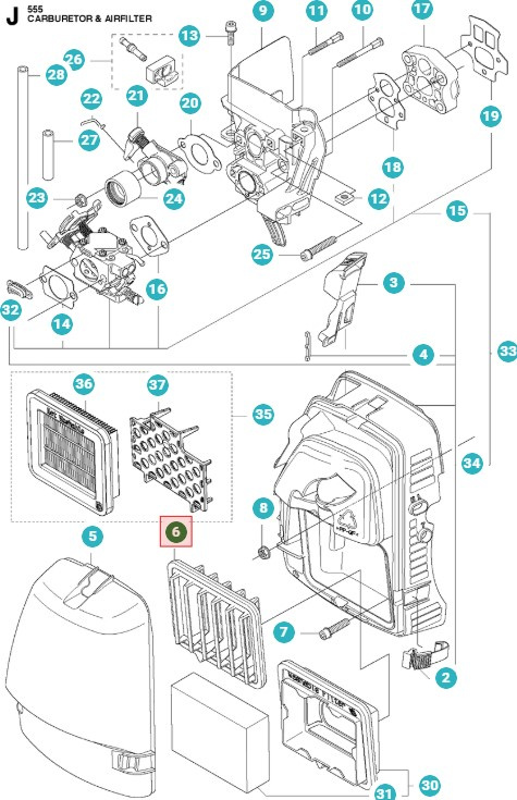 Filtr powietrz Husqvarna 355FX, 355RX, 555FX, 555RXT, FC2256