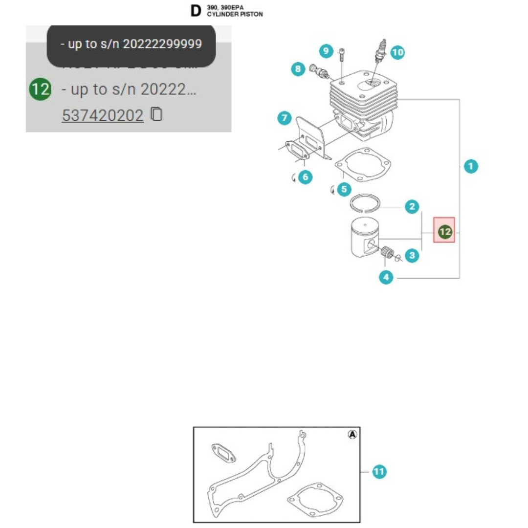 Tłok 55mm Husqvarna 390XP