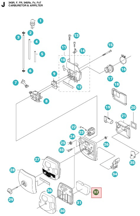 Filtr powietrza Husqvarna 345FX, 345RX, 343FR, FC2145