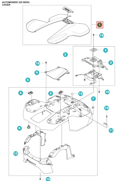 Górna pokrywa Automower 320 Nera