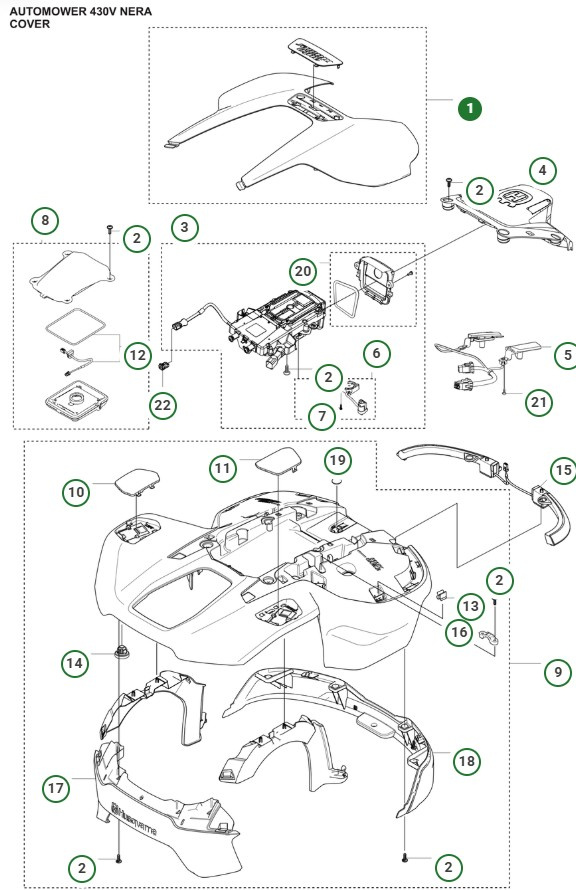 Pokrywa górna Automower 430V Nera