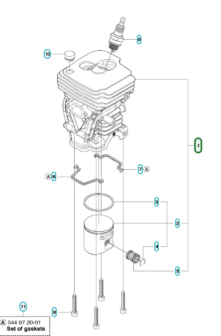 Cylinder Husqvarna 450, 450 Rancher, CS2250S