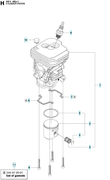 Cylinder Husqvarna 445 II, Jonsered CS2245 II