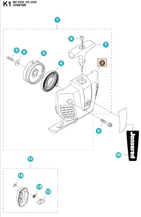 Obudowa rozrusznika Jonsered GC2236, BC2235, CC2235, CC2236