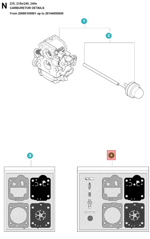Zestaw naprawczy gaźnika Husqvarna 240, CS2234