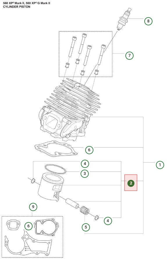 Tłok Husqvarna 560 XPG Mark II, 562 XPG Mark II