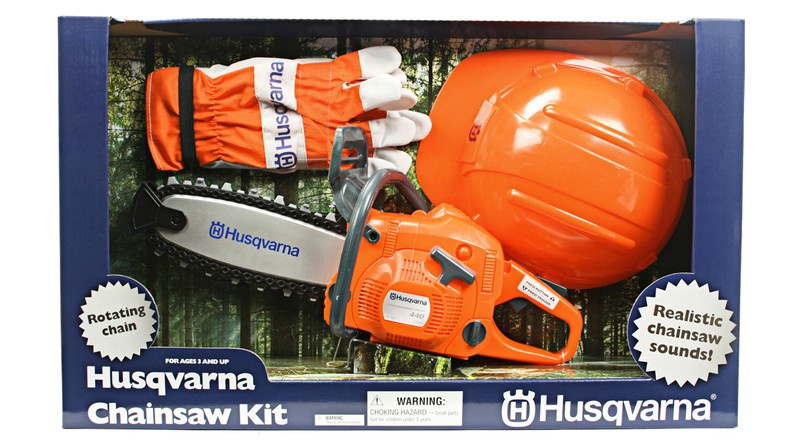 Zestaw leśny Husqvarna dla dzieci – pilarka, kask, rękawice