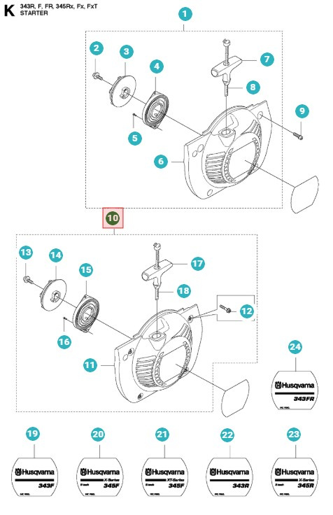 Mechanizm rozruchowy Husqvarna 343FR, 345FX, 345RX