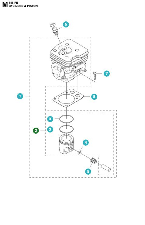 Tłok 42mm Husqvarna 345FR, 545FR, 545FX, 545RX, FC/CC 2245