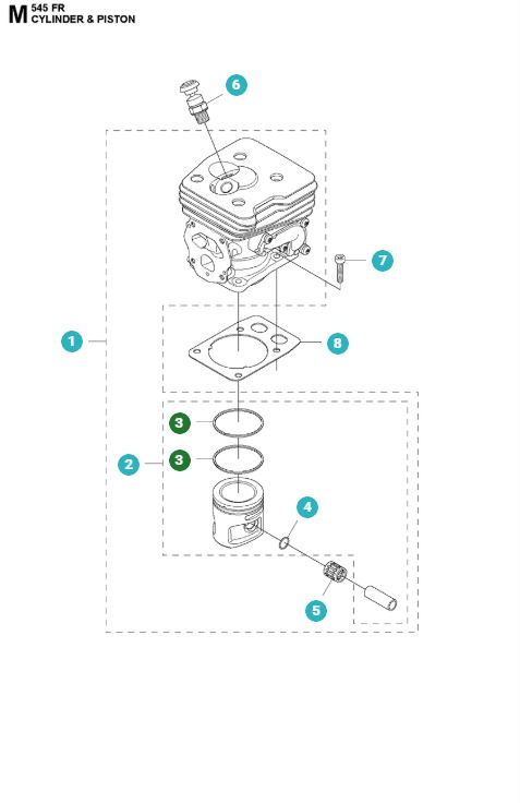 Pierścień tłokowy 42mm Husqvarna 345FR, 545FR, 545FX, 545RX, FC/CC 2245