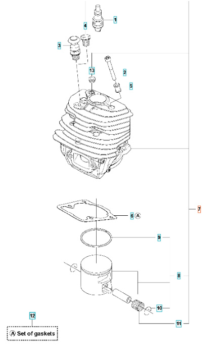 Cylinder-tłok Husqvarna 545(Gen 1), CS2252
