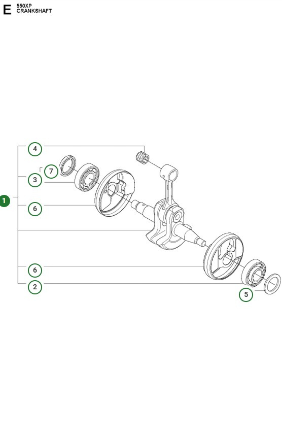 Wał korbowy Kpl Husqvarna 550XP, Jonsered CS2253