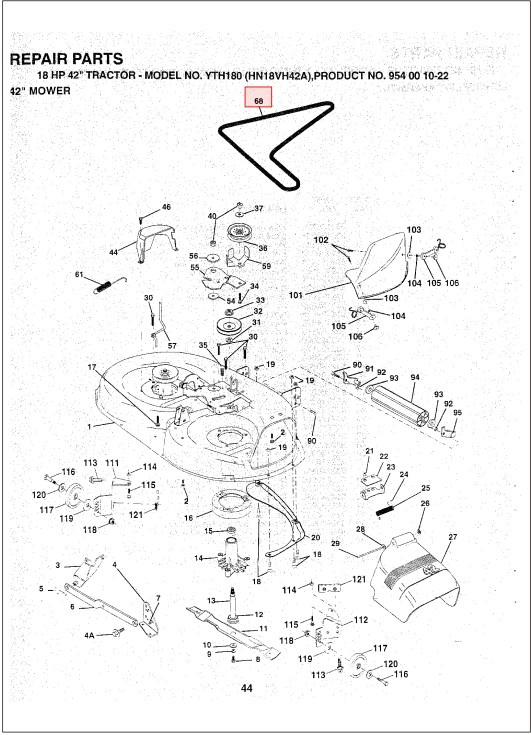 Pasek napędowy agregatu tnącego 42