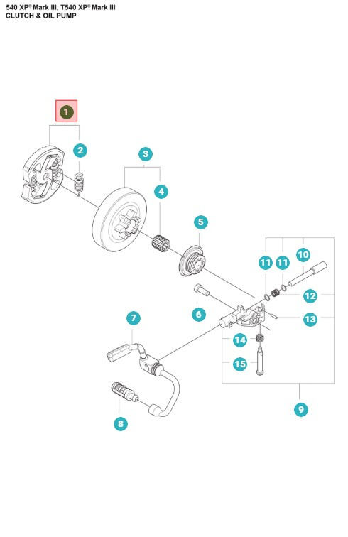 Sprzęgło Husqvarna T540XP, T540XP Mark II, 540XP Mark III