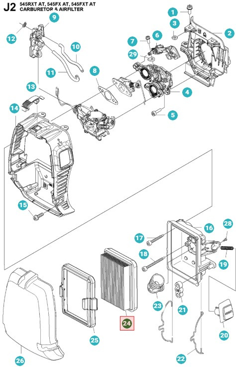 Filtr powietrza Husqvarna 545RXT AutoTune, 545FX, FXT AutoTune