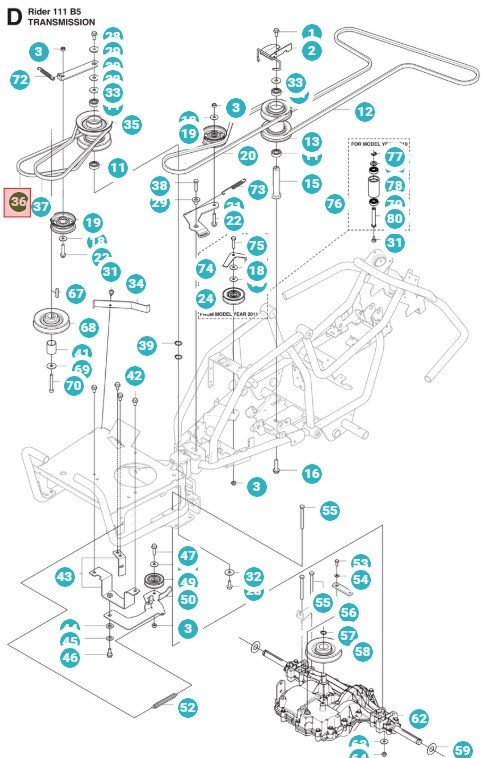 Pasek Husqvarna Rider 111 B5, Jonsered FR2311 M, 5895341-01