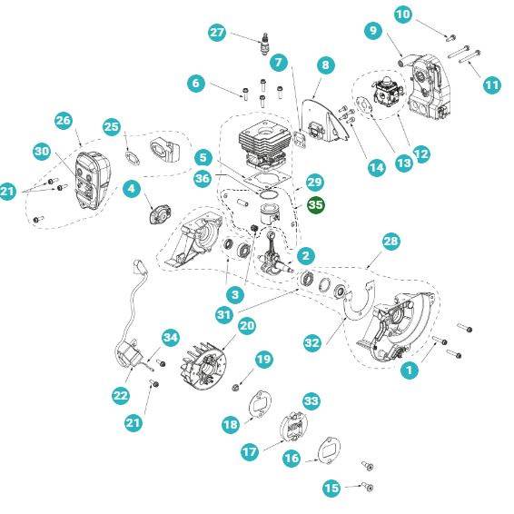 Zestaw tłoka Husqvarna 129R, 129C, 129LK, 325R