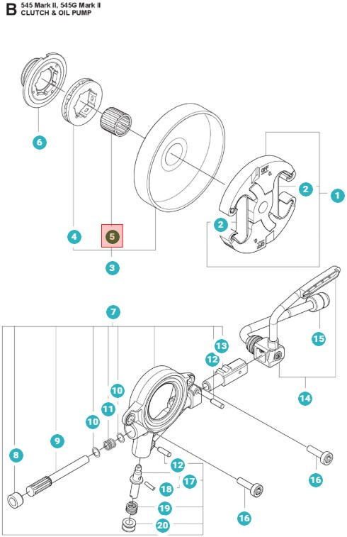 Łożysko igiełkowe 345, 350, 545 Mark II, 550XP Mark II, 560XP Mark II