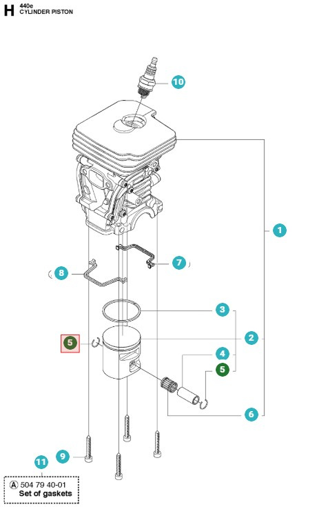 Pierścień zabezpieczający tłoka typu B 10X0,8 7374410-00